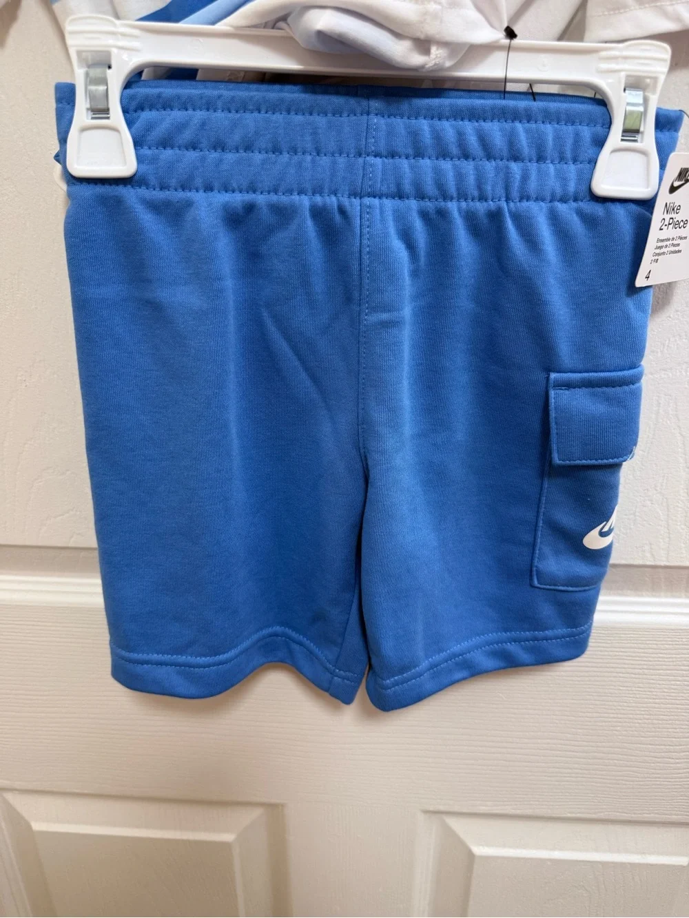 NWT Nike Kids' White & Blue Logo Tee and Short Set, Size 4